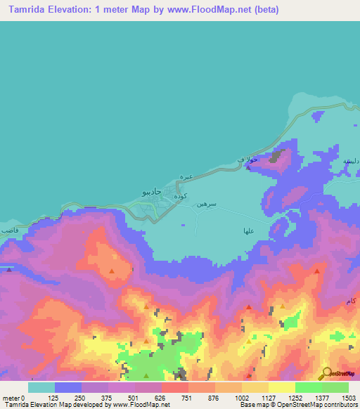 Tamrida,Yemen Elevation Map