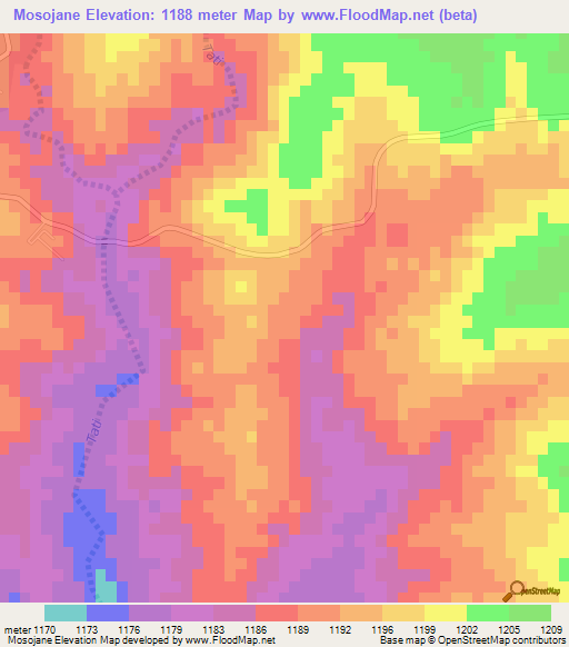Mosojane,Botswana Elevation Map