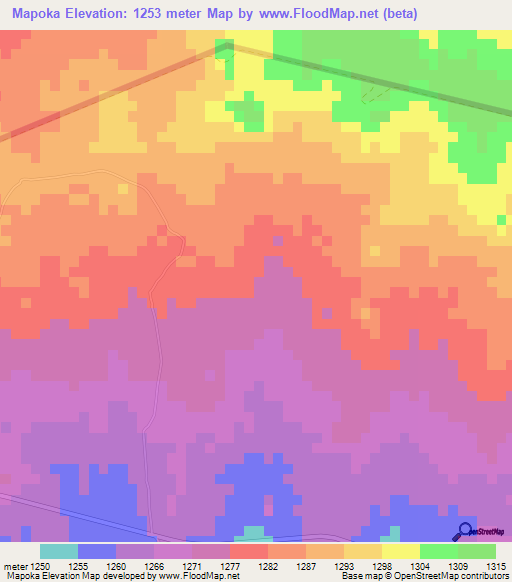Mapoka,Botswana Elevation Map