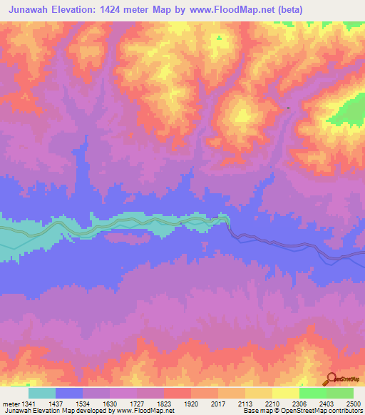 Junawah,Afghanistan Elevation Map