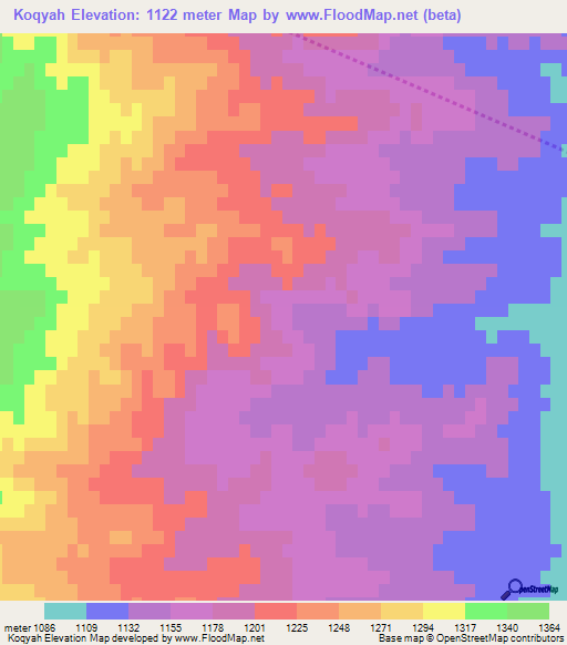 Koqyah,Afghanistan Elevation Map