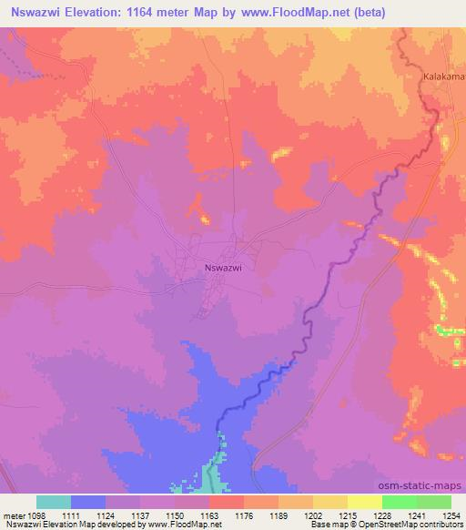Nswazwi,Botswana Elevation Map