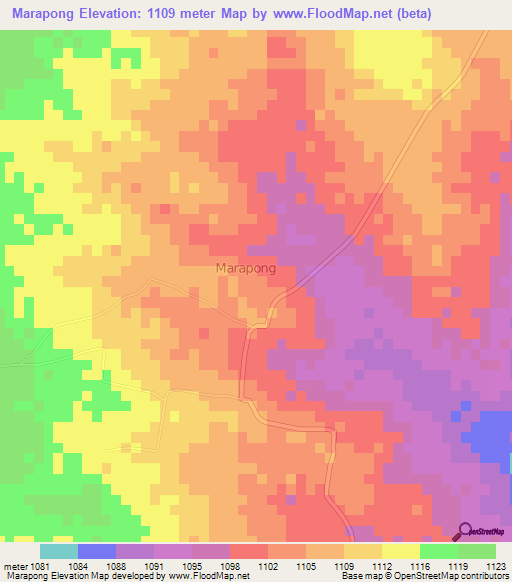 Marapong,Botswana Elevation Map