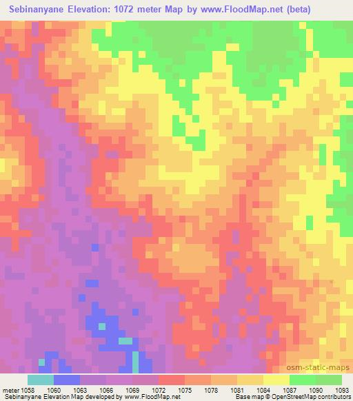 Sebinanyane,Botswana Elevation Map