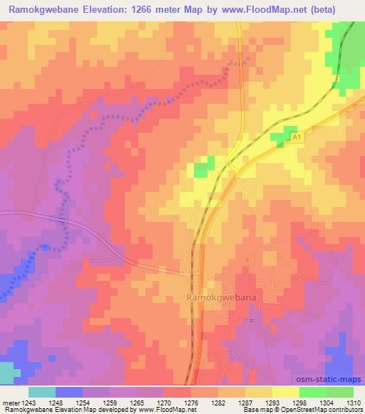 Ramokgwebane,Botswana Elevation Map