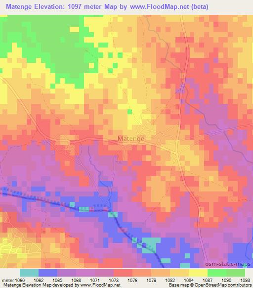 Matenge,Botswana Elevation Map