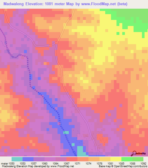 Madwaleng,Botswana Elevation Map
