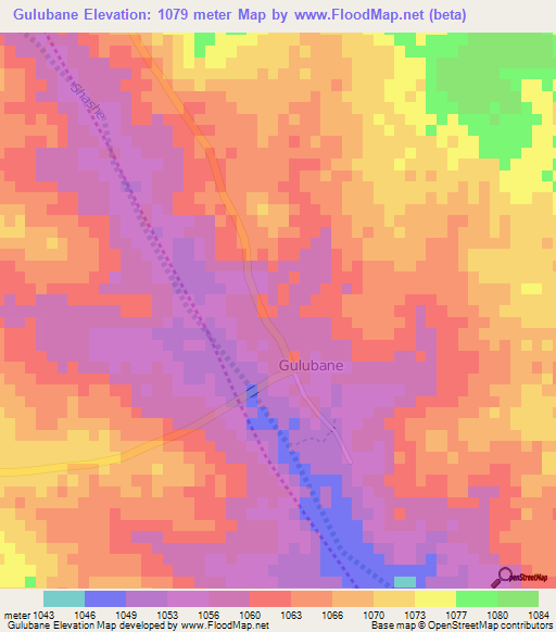 Gulubane,Botswana Elevation Map