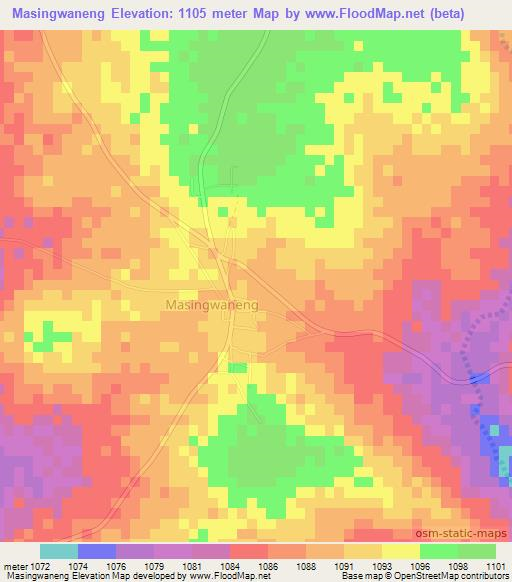 Masingwaneng,Botswana Elevation Map