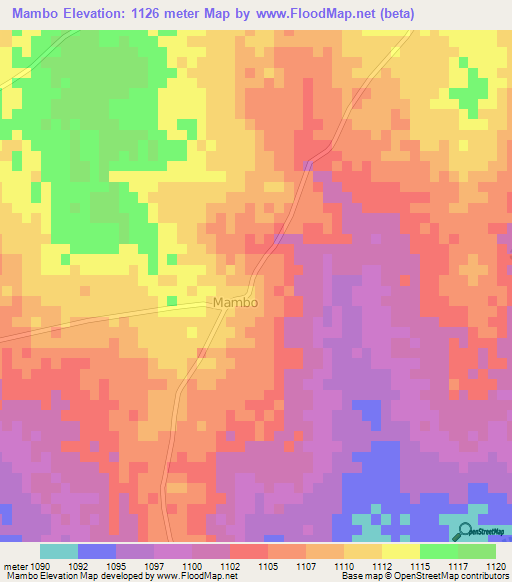Mambo,Botswana Elevation Map