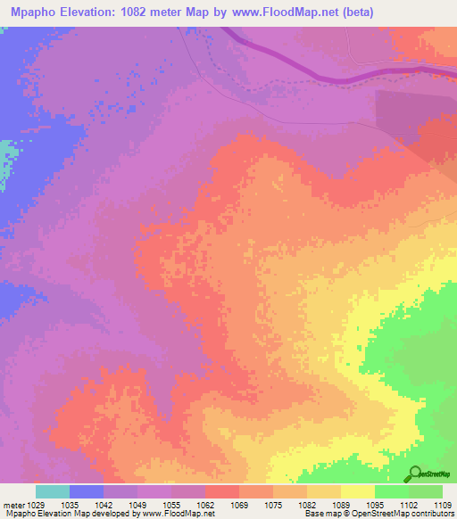 Mpapho,Botswana Elevation Map
