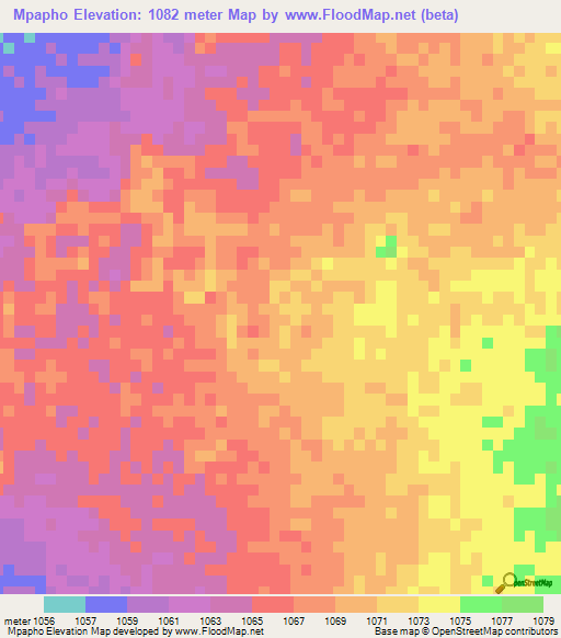 Mpapho,Botswana Elevation Map