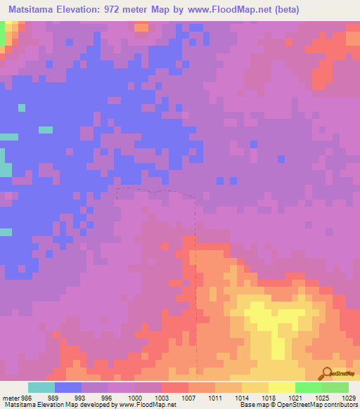 Matsitama,Botswana Elevation Map