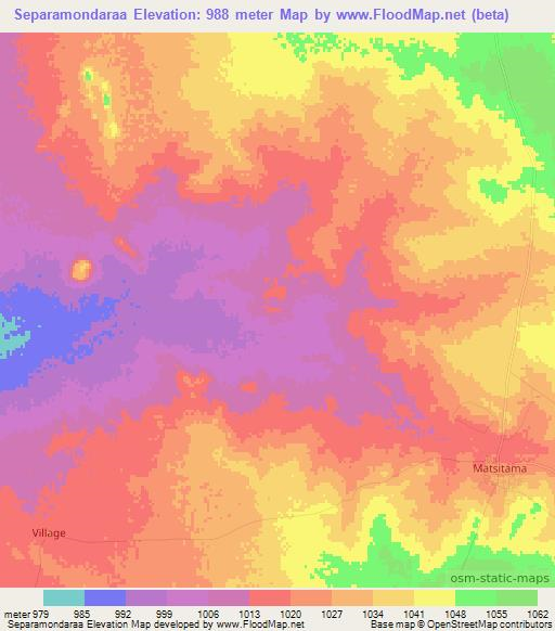 Separamondaraa,Botswana Elevation Map