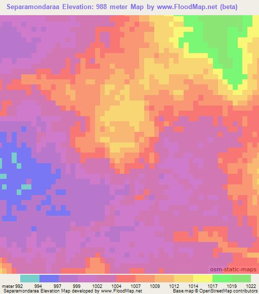 Separamondaraa,Botswana Elevation Map