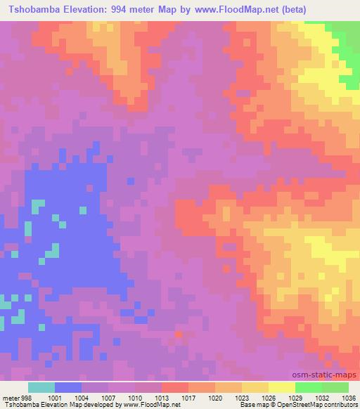 Tshobamba,Botswana Elevation Map
