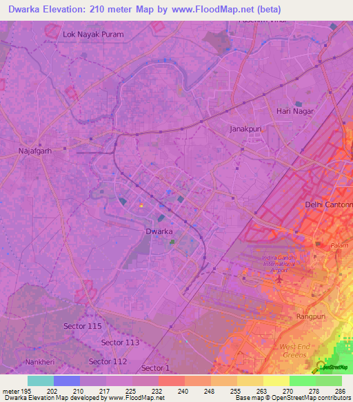 Dwarka,India Elevation Map