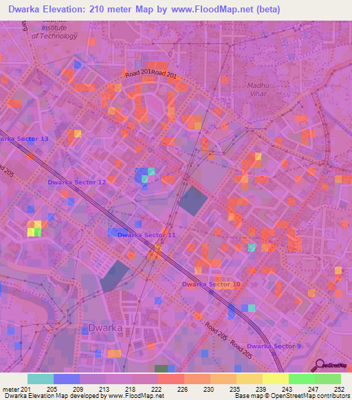 Dwarka,India Elevation Map