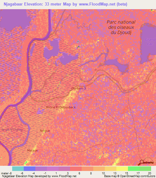 Njagabaar,Senegal Elevation Map