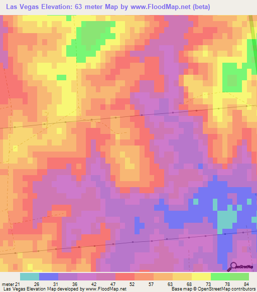 Las Vegas,Uruguay Elevation Map