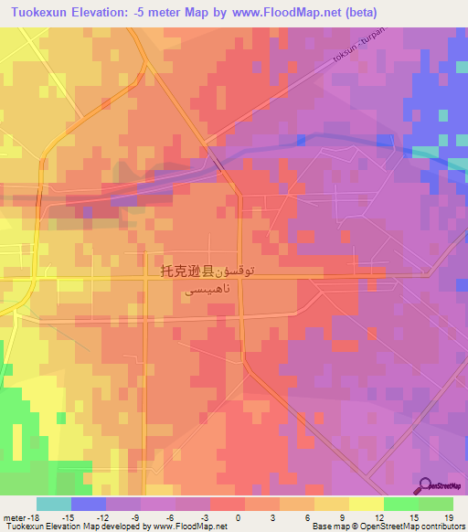 Tuokexun,China Elevation Map