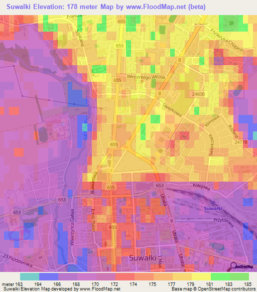 Suwalki,Poland Elevation Map