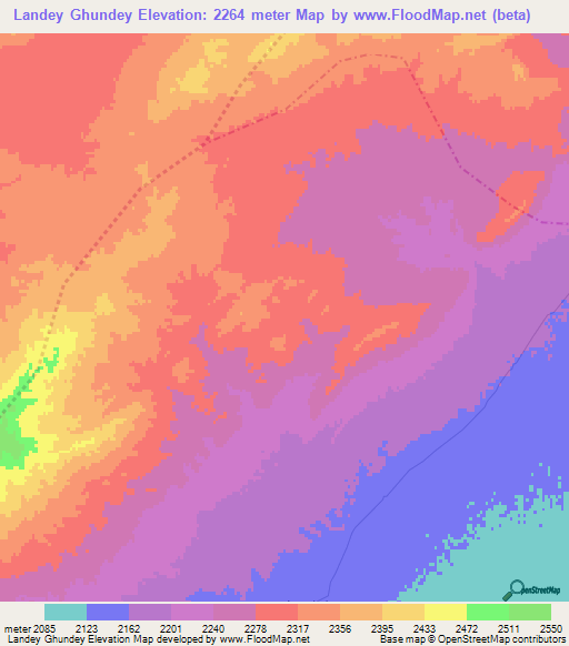 Landey Ghundey,Afghanistan Elevation Map