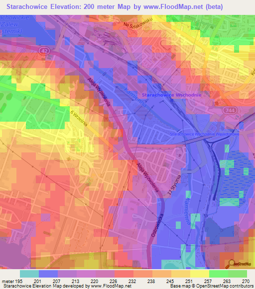 Starachowice,Poland Elevation Map