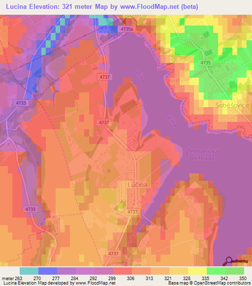 Lucina,Czech Republic Elevation Map