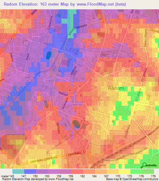 Radom,Poland Elevation Map