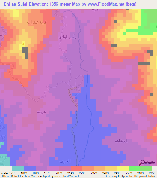 Dhi as Sufal,Yemen Elevation Map