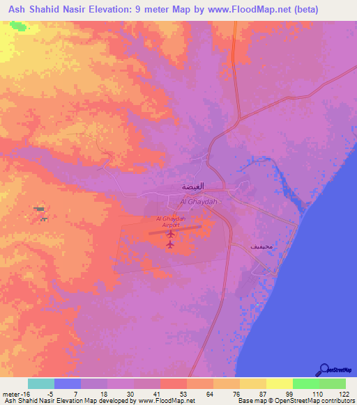 Ash Shahid Nasir,Yemen Elevation Map
