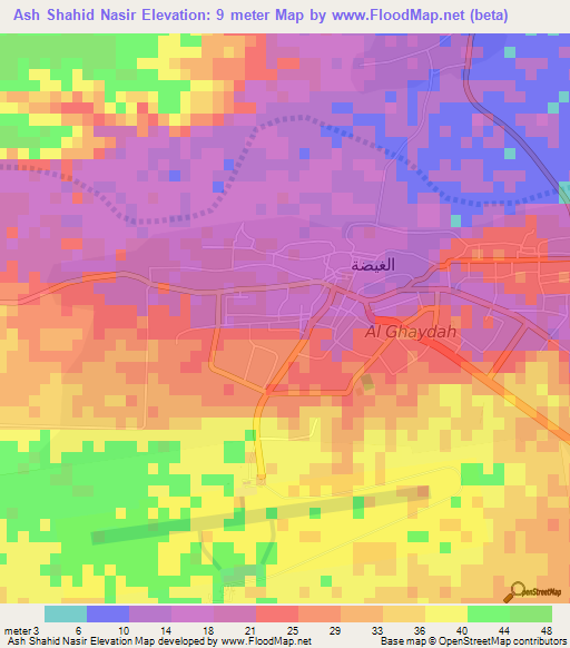 Ash Shahid Nasir,Yemen Elevation Map