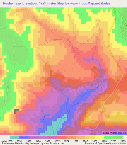 Rushemeza,Burundi Elevation Map