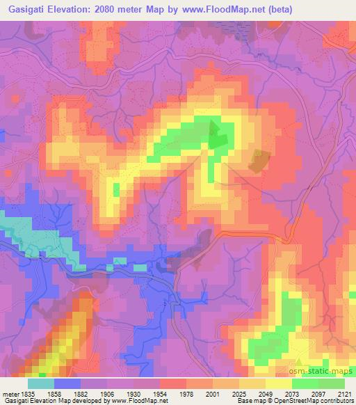 Gasigati,Burundi Elevation Map