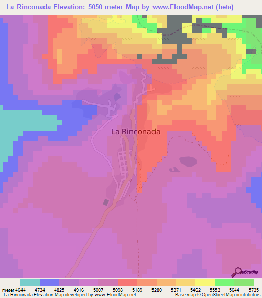 La Rinconada,Peru Elevation Map