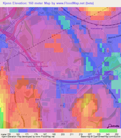 Kjenn,Norway Elevation Map