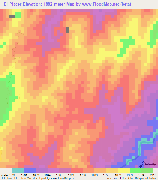 El Placer,Colombia Elevation Map