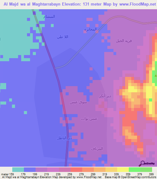 Al Majd wa al Maghtarrabayn,Yemen Elevation Map