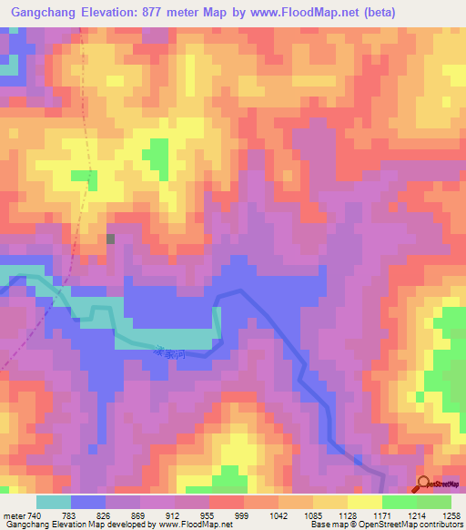 Gangchang,China Elevation Map