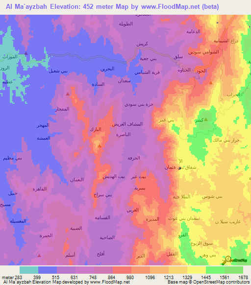 Al Ma`ayzbah,Yemen Elevation Map