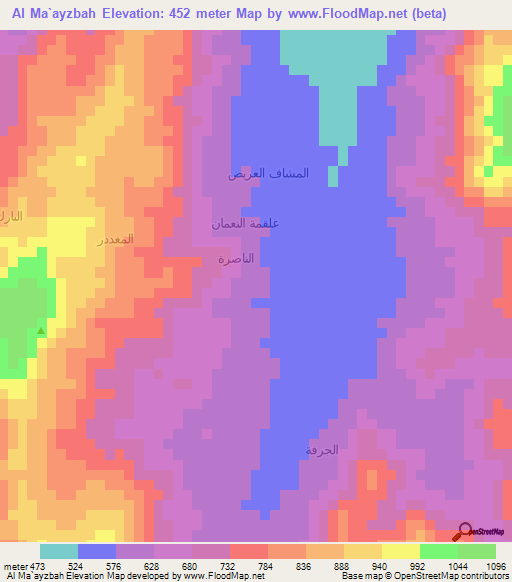 Al Ma`ayzbah,Yemen Elevation Map