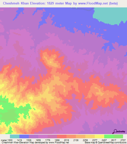 Cheshmeh Khan,Iran Elevation Map