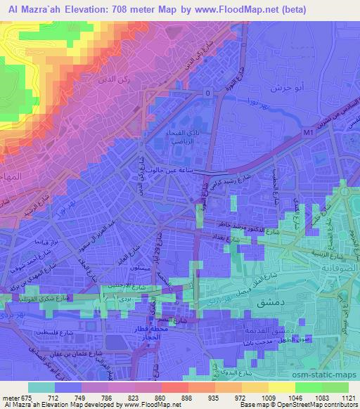 Al Mazra`ah,Syria Elevation Map