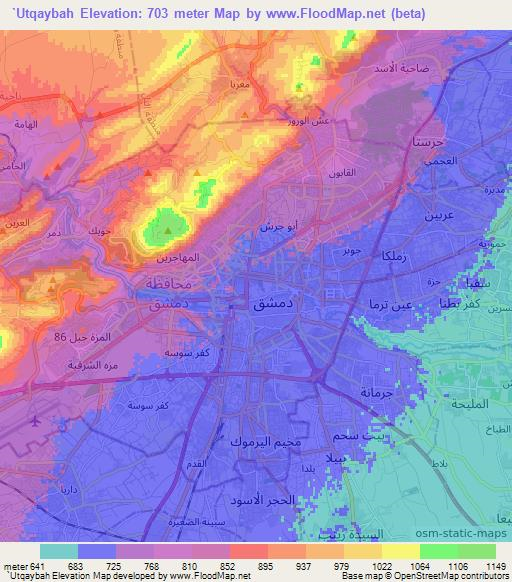 `Utqaybah,Syria Elevation Map