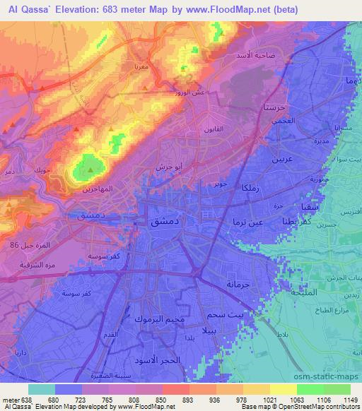 Al Qassa`,Syria Elevation Map