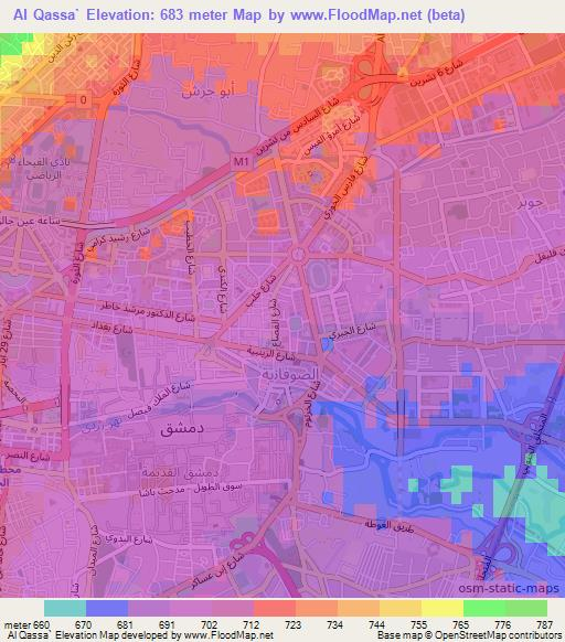 Al Qassa`,Syria Elevation Map