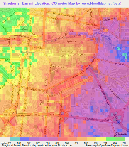 Shaghur al Barrani,Syria Elevation Map