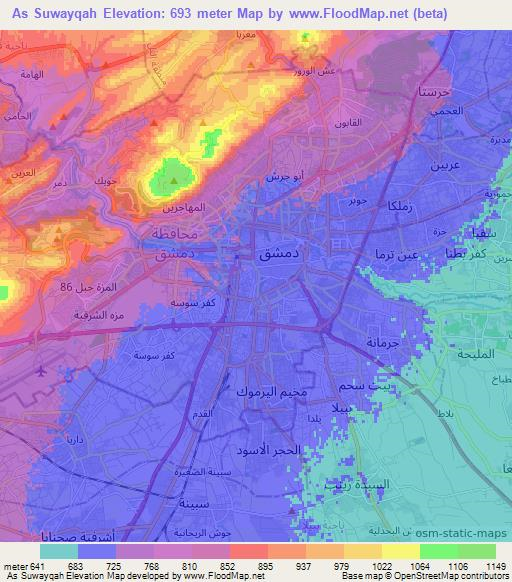 As Suwayqah,Syria Elevation Map