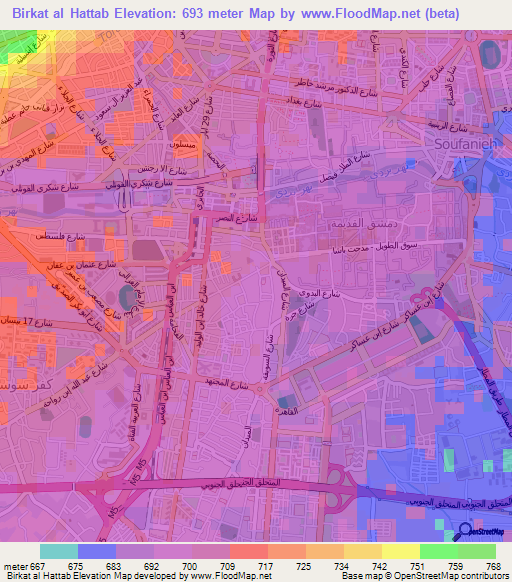 Birkat al Hattab,Syria Elevation Map